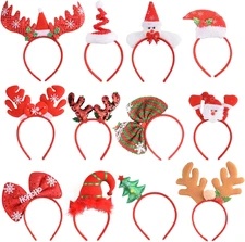 SEVEN STYLE 12 PCS Holiday Headbands,Cute Christmas Head Hat Toppers,Great Fun a