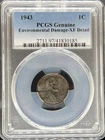 1943 Steel Lincoln Cent XF Details PCGS (#PA41830185)
