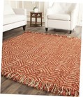  Natural Fiber Collection Area Rug - 6' Square, Rust, Handmade Boho Fringe 