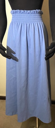 VTG OAKBROOK Sport M Ladies Blue Maxi Skirt Wide Waistband All Cotton 33” Long
