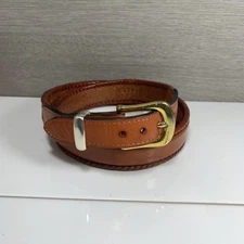 Nocona Brown Leather Belt Western Braided Edges Brass Hardware Size 36