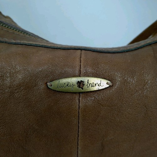 Lucky Brand Robertson Large Leather Hobo Handbag Purse Brown Western Boho Cowgir - Picture 7 of 24