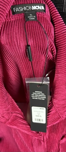 Fashion Nova NWT Hot Pink Magenta Mini Dress Ribbed Long Sleeve Collared XL - Picture 5 of 14
