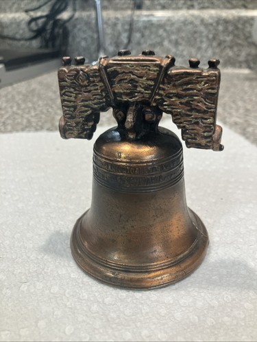 Vintage 1980-2000 U.S Liberty Bell Brass Hand Bell Tabletop Art Decor History - Picture 5 of 12