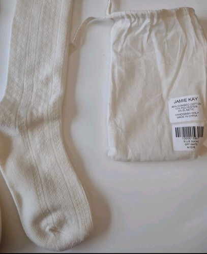 New! 2 pairs Jamie Kay Pointelle Knee High socks Girls 8-10yr Ivory Off White - Picture 3 of 4