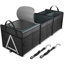 Sturdy Car Trunk Organizer with Premium Insulation Cooler Bag, 3 Large Black