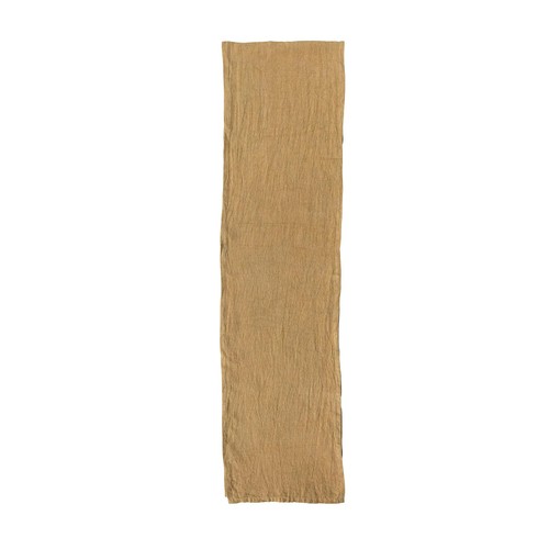 108 Inches Stonewashed Linen Kitchen Decorations, Mustard Table Runner, Yellow