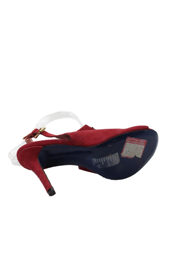 Zapatos de salón Rebecca Minkoff para mujer de gamuza con puntera abierta rojos talla 9,5 medianos Foto 4 de 4