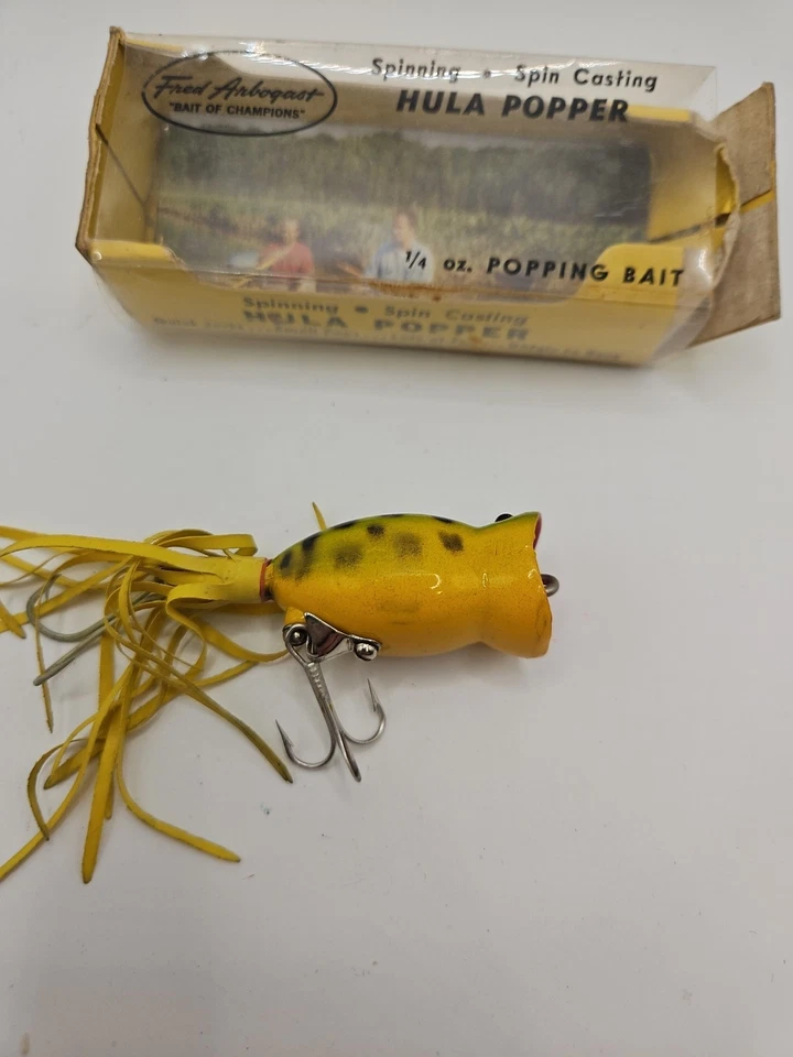 Señuelo de pesca ultraligero de colección Fred Arbogast HULA POPPER rana verde 1,25" Topwater Foto 2 de 3