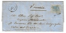 1877 Regno d'Italia - Lettera con raro annullo verde di Cologna Lombardo Veneto