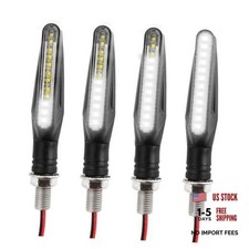 White LED Motorcycle Turn Signals - 12 LED Blinkers - Front Rear