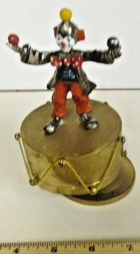 ENESCO SCATOLA MUSICALE CLOWN OTTONE E PELTRO suona invia i clown vintage - Foto 7 di 7