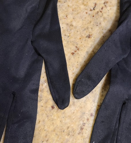 Vintage Übergröße L/XL schwarz Viskose formell 10,5" lange Handschuhe Rüschen Handgelenk * Mängel - Bild 9 von 22