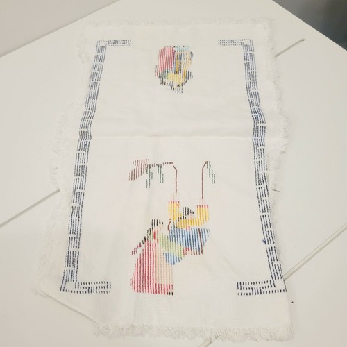 Vtg Hand Embroidered Linen Cloth Him His Her Ours Couple 13 x 9 Decor Gift - Picture 4 of 4