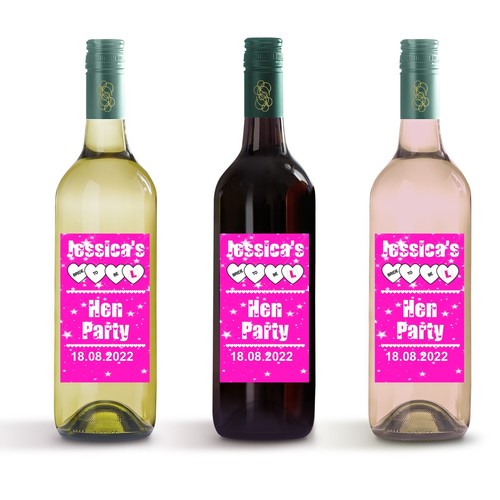 8 Personalised Pink and White Hen Night Party Mini Wine Bottle Stickers Labels - Picture 2 of 3