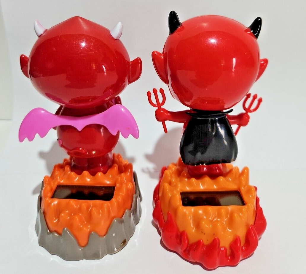 Valentine Devils Solar Powered Dancing Bobbles Car Desk Home Decor Set