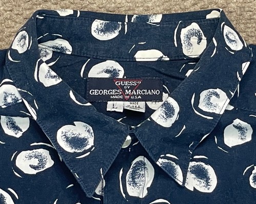 Guess by Georges Marciano Vintage Men's Button Up Short Sleeve Shirt Size Large - Picture 4 of 11
