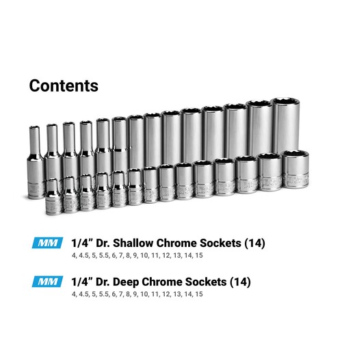 Capri Tools 1/4 in. Drive 12-Point Socket Set, 4-15 mm, Metric, 28-Piece - Picture 6 of 6