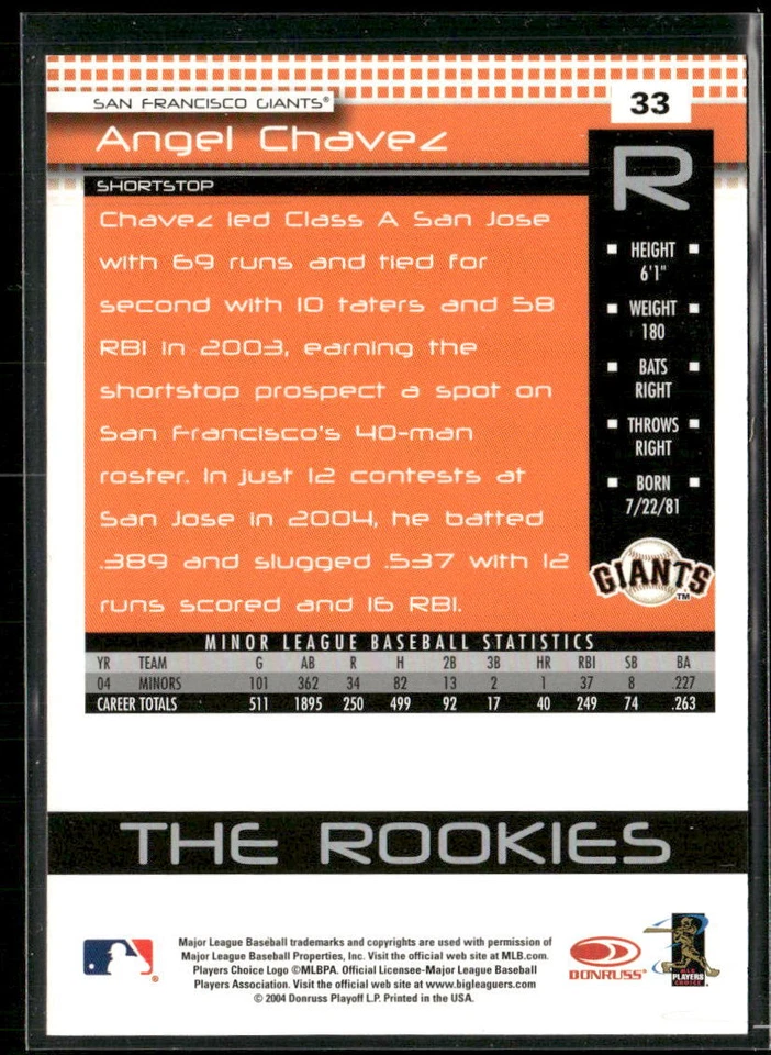 2005 Donruss #33 Angel Chavez The Rookies Autographs - Image 2 of 2