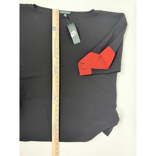 Lauren Ralph Lauren Top Blusa Donna XL Colorblock Batwing Top Nero - Foto 6 di 9