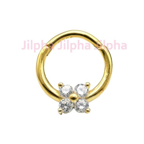 925 Sterling Silver CZ Daith Hoop Helix Ring Cartilage Piercing Earring A4613 - Picture 3 of 5