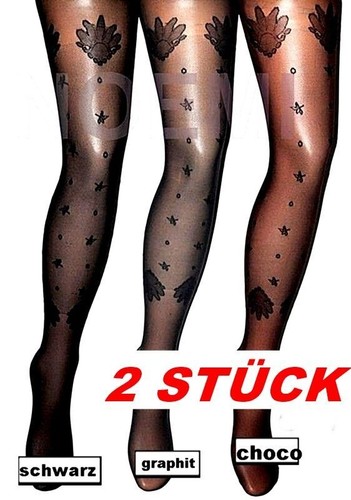 10 STÜCK ZUM 1 PREIS !!! Feinstrumpfhose HERBST HIT viele MUSTER GRAFIT S-M - Bild 3 von 8