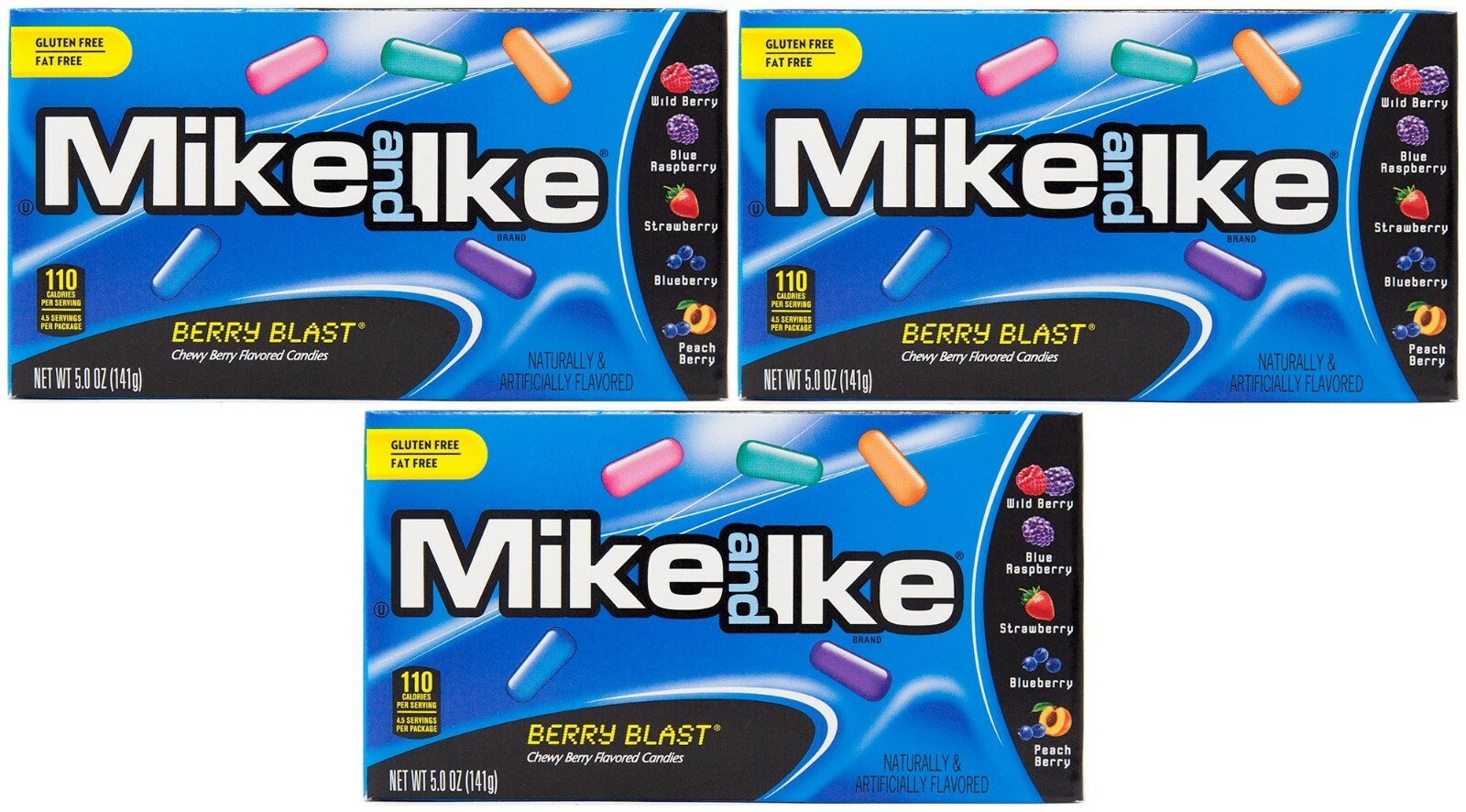 3x Mike & Ike Baya Bonito Masticable con Sabor Caramelos 141g Americano Candy