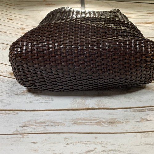 Große Gucci Tasche braunes Leder gewebt Bambus Vintage Tragetasche Schultertasche P1 - Bild 2 von 9