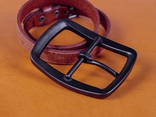 DIY Black Center Bar Pin Belt Buckle Replacement for Leather Belt Fit 40mm Strap - Foto 7 di 10