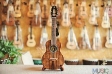 Bright Sun Solid Koa Tenor Ukulele Blue Stone Inlay 