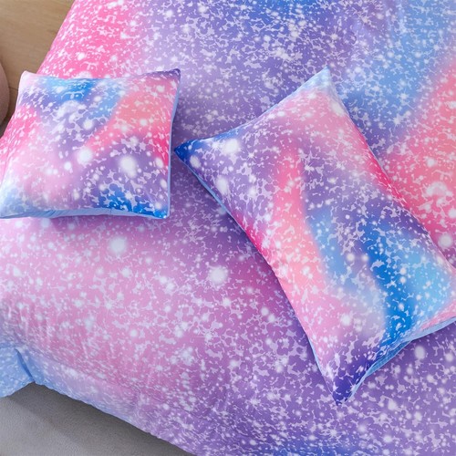 Vivid 6-Pc Rainbow Glitter Bedding Set for Girls - Full Comforter & Pillows - Picture 9 of 11
