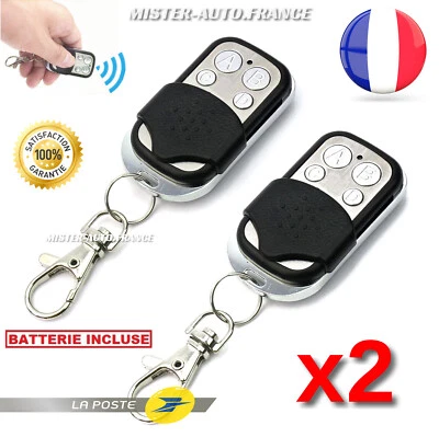 x2 Télécommande Portail Garage ✅Universelle Clonage ★433 MHZ Porte Alarme Clone