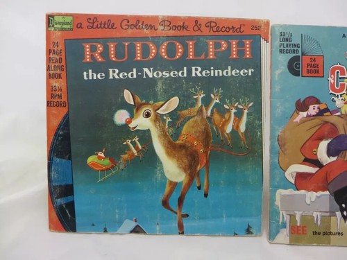 Disney Book Record LLP 251 252 Rudolph Reindeer Night before Christmas lot 2 vtg - Picture 2 of 5