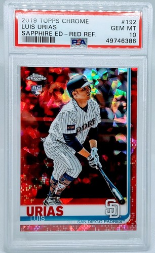 2019 Luis Urias Topps Chrome Sapphire RED Refractor #5/5 PSA-10 GEM MINT Pop 1 - Bild 3 von 4