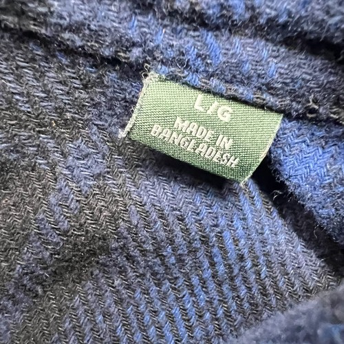 Orvis Flanellhemd mit Knopfleiste Herren Gr. L blau/schwarz kariert Sakko schwer - Bild 4 von 6