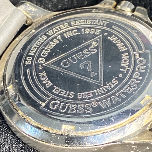 Guess Waterpro Watch Men 37mm Silver Tone Date Round Blue Dial Works - Picture 17 of 24