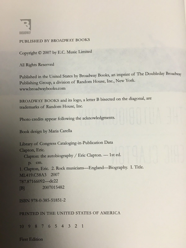 Clapton: The Autobiography by Eric Clapton 1st/1st HC/DJ 2007 - Picture 7 of 24