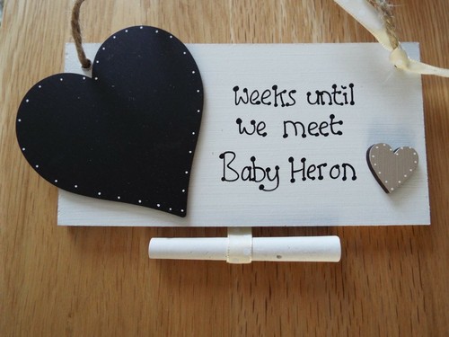 Countdown to birth mum to be sign BABY SHOWER gift chalkboard personalised - Picture 5 of 5