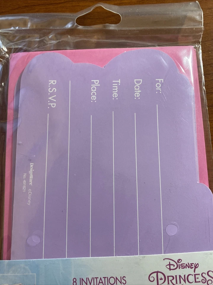 2 paquetes de 8 invitaciones de fiesta de princesas Disney (16 en total) Foto 4 de 4