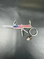 US Flag Utility Knife Keychain Tools Bottle Opener Screwdriver Unbranded Oak Isl