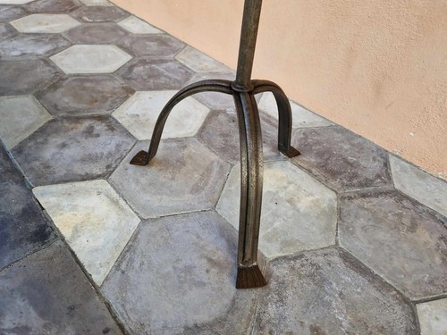 VECCHIO TORCIERE, CANDELIERE - CANDELABRO IN FERRO PIENO FORGIATO - Picture 4 of 8