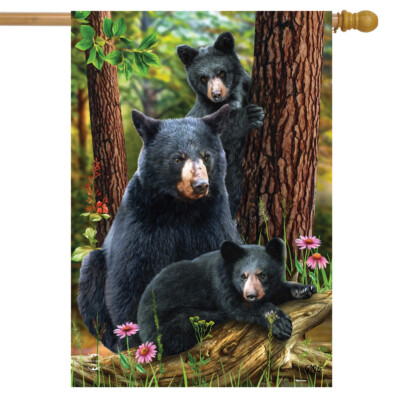Black Bear Family Nature House Flag 28'' x 40'' Briarwood Lane