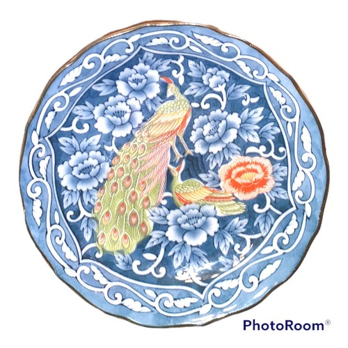  Pfau Teller Waschtisch Dekor 4,5 Zoll - Bild 1 von 2