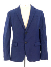 Theory Mens Blazer Suit Jacket Blue Single Breasted Two Button Designer Size 38