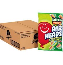 Airheads Candy, Xtremes Bites Sweetly Sour, Rainbow Berry, Non-Melting,6oz- 12PK
