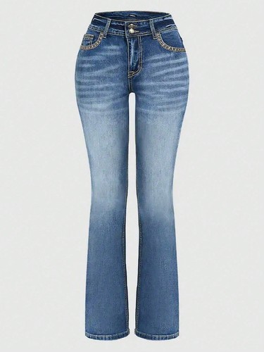 Ladies Denim Jeans High Waisted Stretch Regular Fit Jeggings Pants Plus Size - Picture 4 of 7