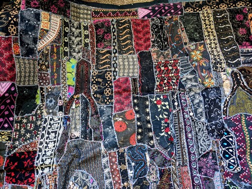 vintage gothic boho patchwork crazy quilt india Sari tapestry blanket coverlet L - Picture 5 of 12