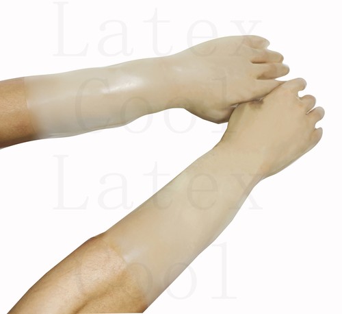 100% Latex Rubber Gummi Transparent Handschuhe Gloves Cluber Mitten 0.4mm M-XL - Bild 3 von 8