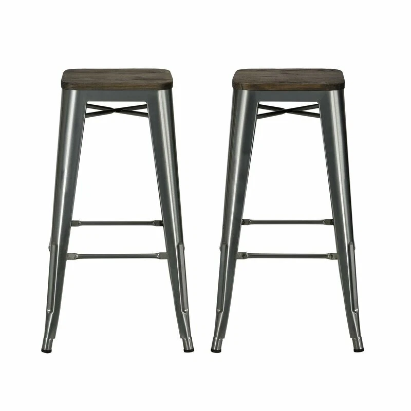 Fortuna Bar Stool 29.5 seat height Set of 2 Antique Gun Metal