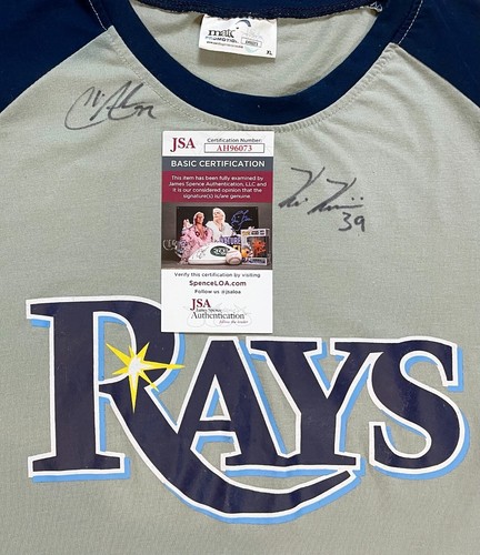 KEVIN KIERMAIER CHRIS ARCHER SIGNED Autographed T.B. RAYS SHIRT JSA CERTIFIED - Picture 2 of 9